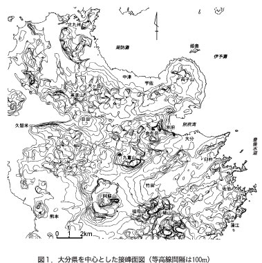 大分県を中心とした接峰面図