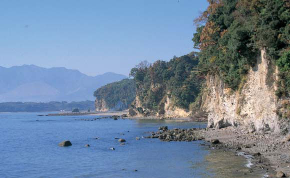 別府湾の海岸崖地の写真