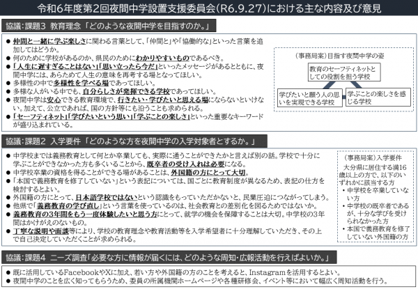 令和６年度第２回大分県立夜間中学設置支援委員会まとめ