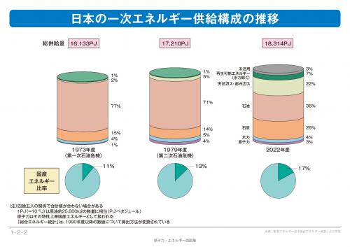 日本の一次エネルギー供給構成の推移