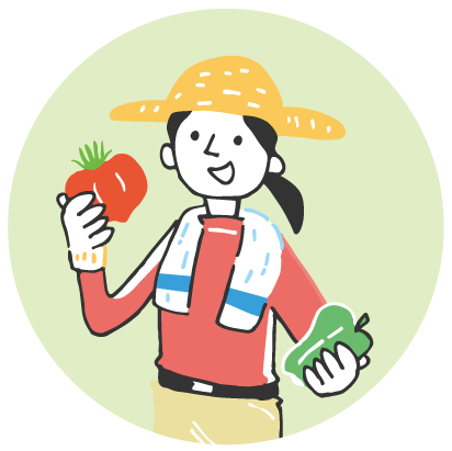 野菜を持ってる女の人のイラスト