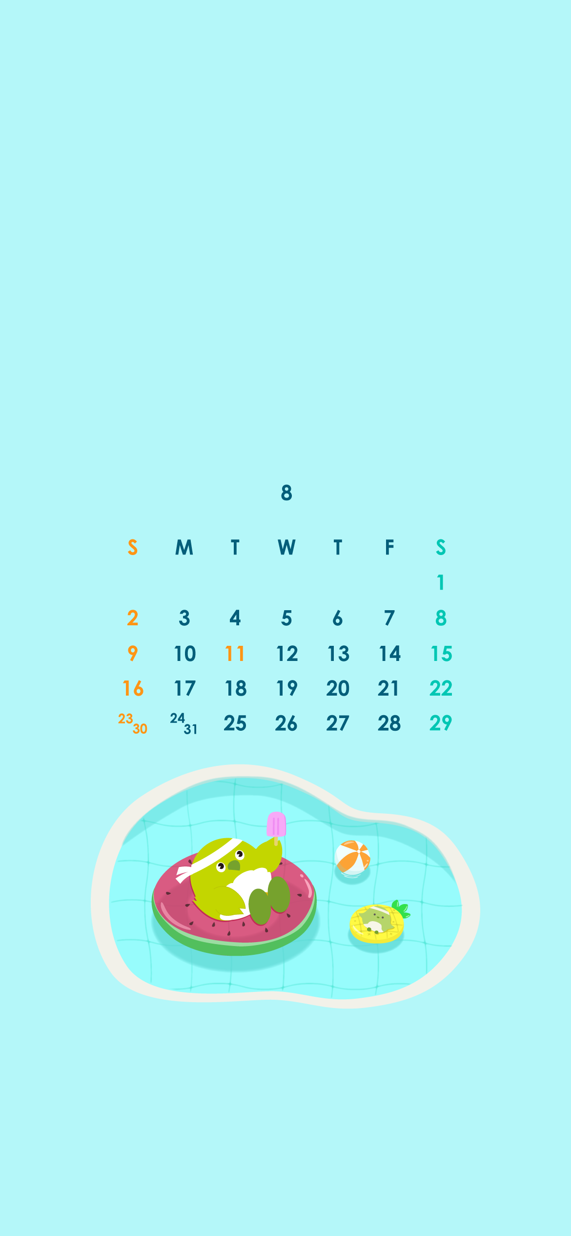 スマホカレンダー８月