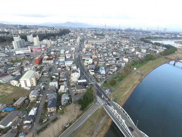 乙津橋左岸側　空撮（平成31年2月撮影）