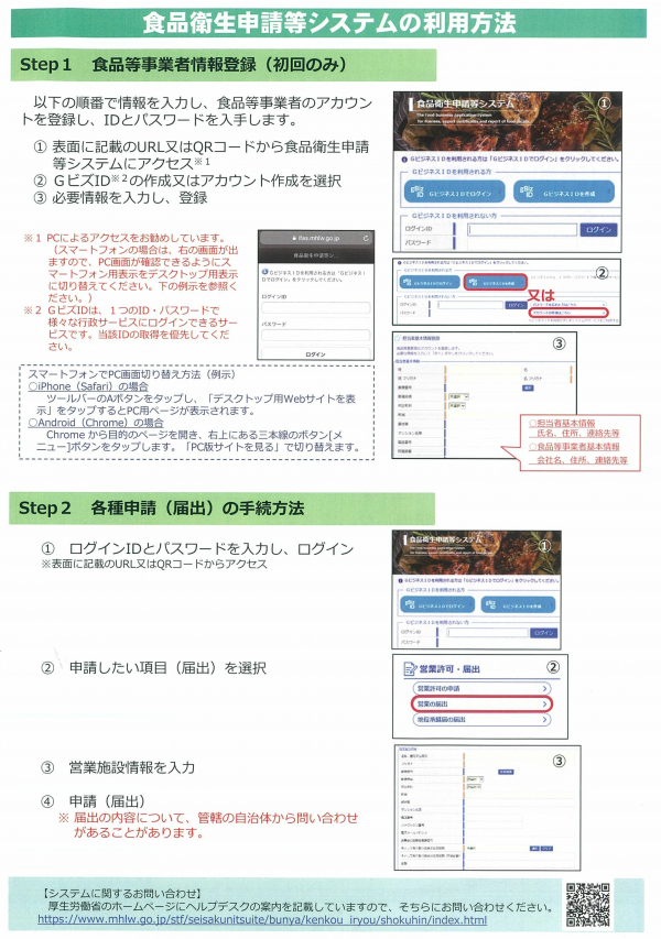 食品衛生申請等システムの利用方法