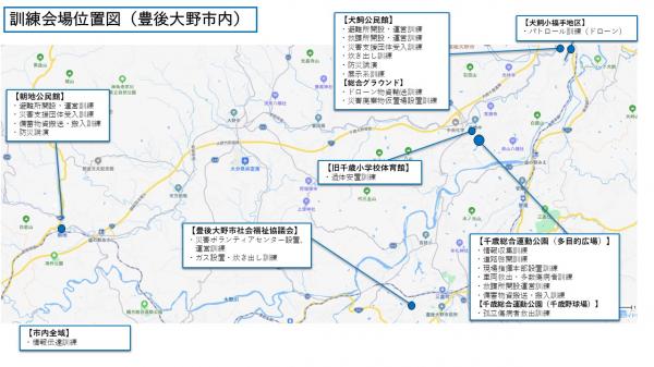 豊後大野市会場と各訓練項目