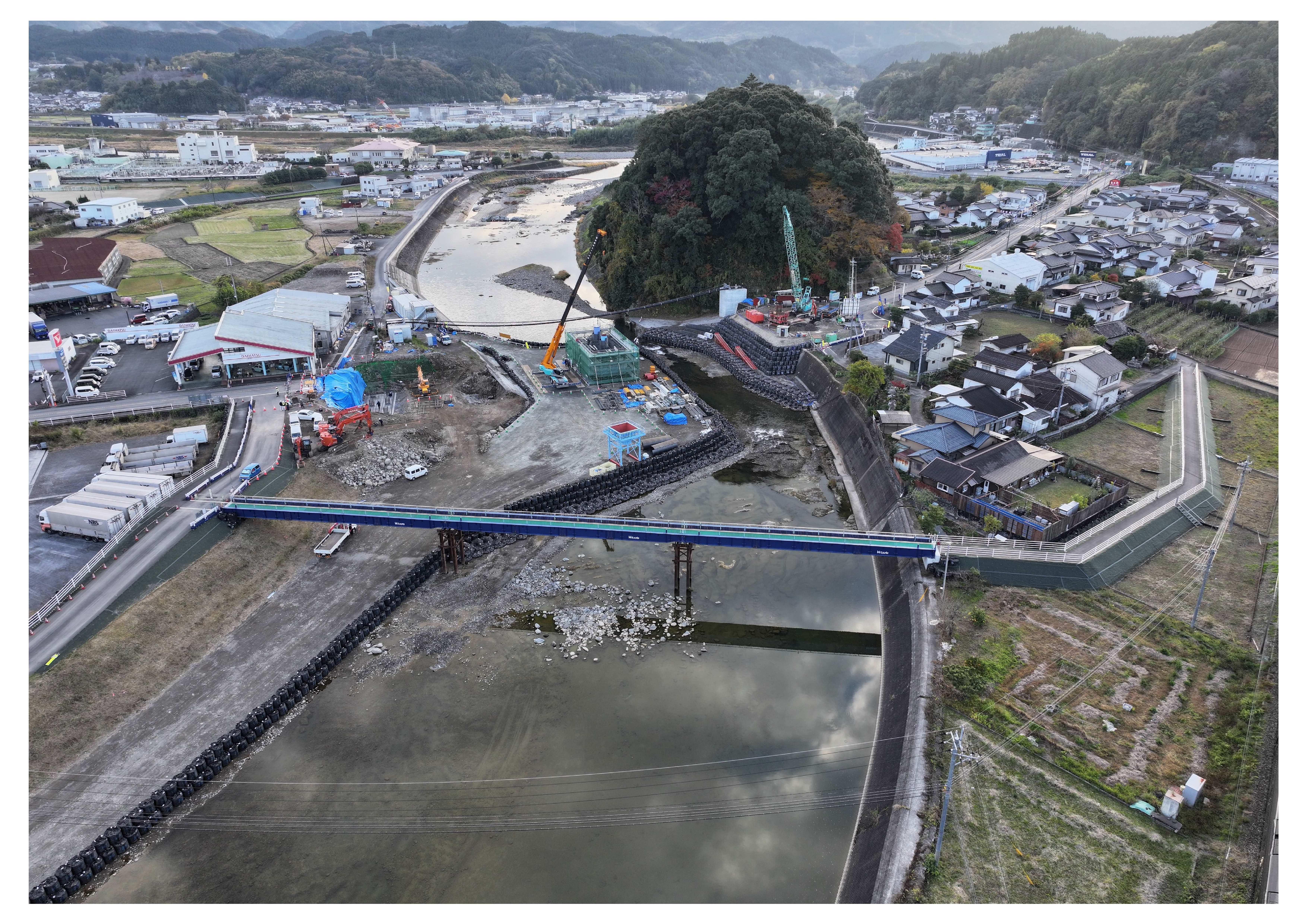 三郎丸橋復旧工事-全景状況