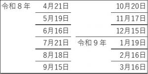 令和8年度こころの相談日程
