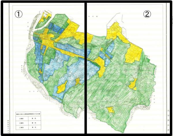 中津市全体の騒音環境基準の指定図です