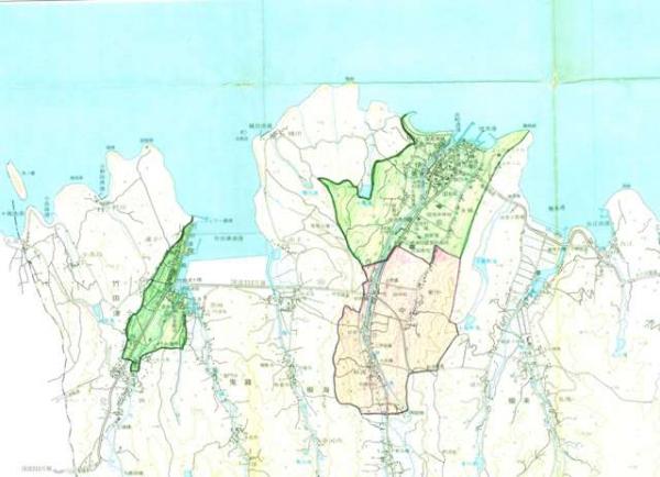 旧国見町の騒音規制地域図です。